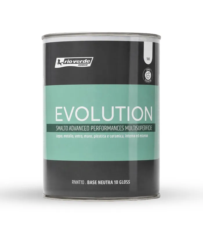 Renner Rioverde evolution smalto advanced performances multisuperficie legno metallo vetro muro plastica e cermaica Smalto multisuperficie Evolution RNNT10 Rio Verde – Base Neutra 10 Gloss 0,92 kg - immagine 1